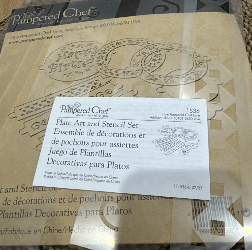 Pampered Chef #1536 Cake Stencil Set of 7 Patterns Balloons Borders Star Heart